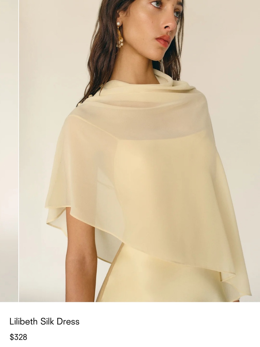 Never worn Reformation Silk Yellow Dress